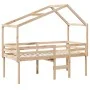 Cama alta con techo madera maciza de pino 80x200 cm de , Camas y somieres - Ref: Foro24-3282055, Precio: 194,85 €, Descuento: %