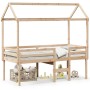 Cama alta con techo madera maciza de pino 90x190 cm de , Camas y somieres - Ref: Foro24-3282138, Precio: 206,69 €, Descuento: %