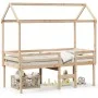 Cama alta con techo madera maciza de pino 90x190 cm de , Camas y somieres - Ref: Foro24-3282138, Precio: 223,26 €, Descuento: %