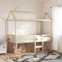 Cama alta con techo madera maciza de pino 90x190 cm de , Camas y somieres - Ref: Foro24-3282138, Precio: 223,26 €, Descuento: %