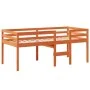 High bed with solid pine wood roof in brown wax 75x190 cm by , Beds and slatted bases - Ref: Foro24-3281985, Price: 214,98 €,...