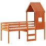 Cama alta con techo madera maciza de pino marrón cera 90x200 cm de , Camas y somieres - Ref: Foro24-3282015, Precio: 253,02 €...