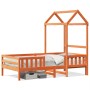 Estructura cama con techo madera maciza pino marrón 90x190 cm de , Camas y somieres - Ref: Foro24-3282167, Precio: 191,74 €, ...