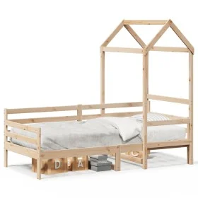 Sofá cama con techo madera maciza de pino 90x200 cm de , Camas y somieres - Ref: Foro24-3282202, Precio: 164,67 €, Descuento: %