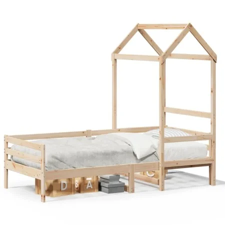 Sofá cama con techo madera maciza de pino 90x200 cm de , Camas y somieres - Ref: Foro24-3282190, Precio: 160,17 €, Descuento: %