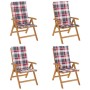 Sillas de jardín reclinables y cojines 4 uds madera maciza teca de , Sillas de jardín - Ref: Foro24-3196476, Precio: 662,08 €...