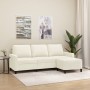 Sofá de 3 plazas con taburete de terciopelo crema 180 cm de , Sofás - Ref: Foro24-3201063, Precio: 350,89 €, Descuento: %