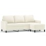Sofá de 3 plazas con taburete de terciopelo crema 180 cm de , Sofás - Ref: Foro24-3201063, Precio: 350,89 €, Descuento: %