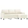 Sofá de 3 plazas con taburete de terciopelo crema 180 cm de , Sofás - Ref: Foro24-3201063, Precio: 350,89 €, Descuento: %