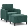 Sillón con taburete terciopelo verde oscuro 60 cm de , Sofás - Ref: Foro24-3201166, Precio: 219,41 €, Descuento: %
