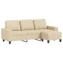 Sofá de 3 plazas con taburete de tela crema 180 cm de , Sofás - Ref: Foro24-3201153, Precio: 310,86 €, Descuento: %