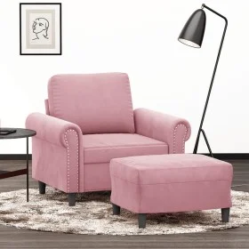 Sillón con taburete terciopelo rosa 60 cm de , Sofás - Ref: Foro24-3201208, Precio: 212,33 €, Descuento: %
