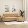 Sofá de 3 plazas con taburete de terciopelo marrón 180 cm de , Sofás - Ref: Foro24-3201222, Precio: 375,05 €, Descuento: %