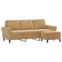Sofá de 3 plazas con taburete de terciopelo marrón 180 cm de , Sofás - Ref: Foro24-3201222, Precio: 375,05 €, Descuento: %