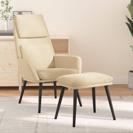 Sillón de relax con reposapiés de tela color crema de , Sillones - Ref: Foro24-3097770, Precio: 131,59 €, Descuento: %