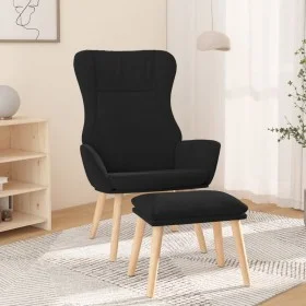 Entspannungssessel mit Hocker, schwarzer Stoff. von , Sessel - Ref: Foro24-3097888, Preis: 124,71 €, Rabatt: %