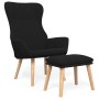 Sillón de relax con taburete tela negro de , Sillones - Ref: Foro24-3097888, Precio: 126,60 €, Descuento: %