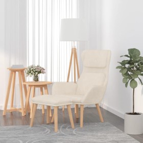 Sillón de relax con taburete terciopelo blanco crema de , Sillones - Ref: Foro24-3097829, Precio: 153,32 €, Descuento: %