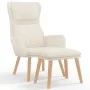 Entspannungssessel mit Hocker aus weiß-cremefarbenem Samt. von , Sessel - Ref: Foro24-3097829, Preis: 147,14 €, Rabatt: %