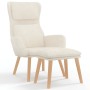Sillón de relax con taburete terciopelo blanco crema de , Sillones - Ref: Foro24-3097829, Precio: 153,32 €, Descuento: %