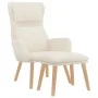 Entspannungssessel mit Hocker aus weiß-cremefarbenem Samt. von , Sessel - Ref: Foro24-3097829, Preis: 147,14 €, Rabatt: %