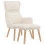 Sillón de relax con taburete terciopelo blanco crema de , Sillones - Ref: Foro24-3097829, Precio: 153,32 €, Descuento: %