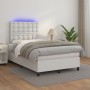 Cama box spring colchón y LED cuero sintético blanco 120x200 cm de , Camas y somieres - Ref: Foro24-3135934, Precio: 428,36 €...