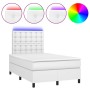 Cama box spring colchón y LED cuero sintético blanco 120x200 cm de , Camas y somieres - Ref: Foro24-3135934, Precio: 428,36 €...