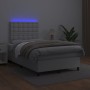 Cama box spring colchón y LED cuero sintético blanco 120x200 cm de , Camas y somieres - Ref: Foro24-3135934, Precio: 428,36 €...