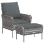 Sillón de jardín con reposapiés ratán sintético gris de , Sillas de jardín - Ref: Foro24-364115, Precio: 145,21 €, Descuento: %