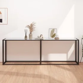 Tempered glass white marble console table 220x35x75.5 cm by , Side tables - Ref: Foro24-331692, Price: 106,72 €, Discount: %