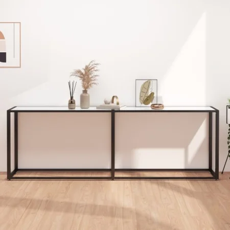 Mesa consola vidrio templado mármol blanco 220x35x75,5 cm de , Mesas auxiliares - Ref: Foro24-331692, Precio: 106,72 €, Descu...