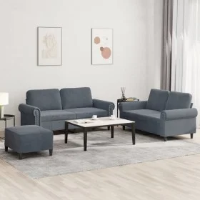 Juego de sofás con cojines 3 piezas terciopelo gris oscuro de , Sofás - Ref: Foro24-3202221, Precio: 535,88 €, Descuento: %