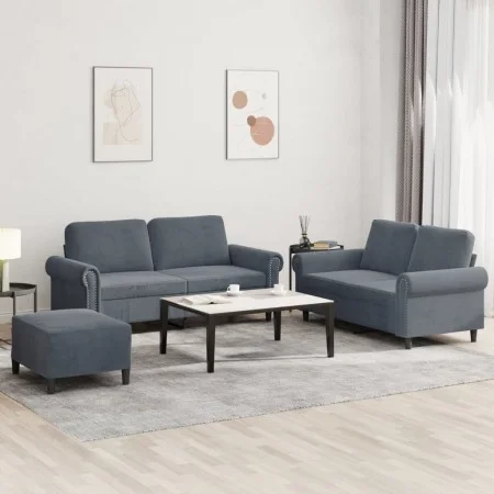Juego de sofás con cojines 3 piezas terciopelo gris oscuro de , Sofás - Ref: Foro24-3202221, Precio: 535,88 €, Descuento: %