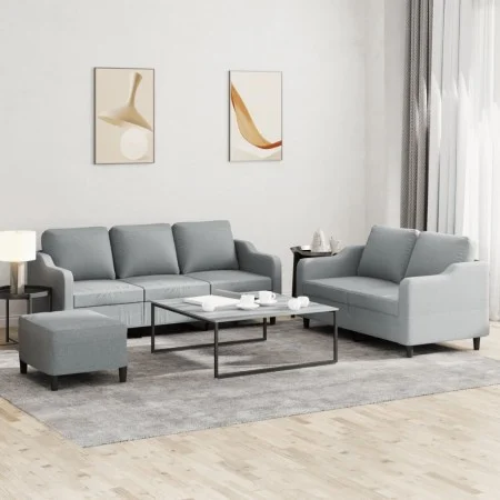 Three-piece sofa set with light gray fabric cushions by , Sofas - Ref: Foro24-3201842, Price: 507,81 €, Discount: %