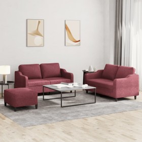 Juego de sofás con cojines 3 piezas tela rojo tinto de , Sofás - Ref: Foro24-3201816, Precio: 463,71 €, Descuento: %