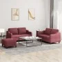 Three-piece sofa set with red wine fabric cushions by , Sofas - Ref: Foro24-3201816, Price: 457,10 €, Discount: %