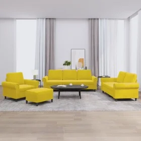 Juego de sofás con cojines 4 piezas terciopelo amarillo de , Sofás - Ref: Foro24-3202186, Precio: 691,78 €, Descuento: %