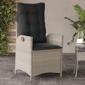 Sillón de jardín reclinable con cojines ratán PE gris claro de , Sillas de jardín - Ref: Foro24-365262, Precio: 121,08 €, Des...