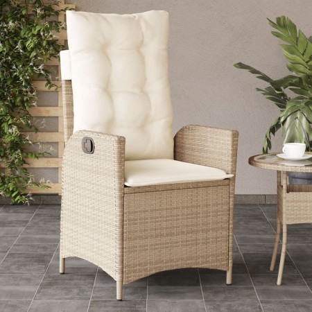 Silla de jardín reclinable con cojines ratán sintético beige de , Sillas de jardín - Ref: Foro24-365260, Precio: 119,90 €, De...