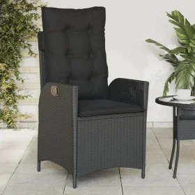 Sillón reclinable de jardín con cojines ratán sintético negro de , Sillas de jardín - Ref: Foro24-365257, Precio: 133,54 €, D...