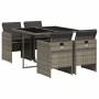 Set comedor de jardín 5 piezas con cojines ratán sintético gris de , Conjuntos de jardín - Ref: Foro24-3210536, Precio: 364,7...