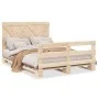 Solid pine wood bed frame with headboard 140x200 cm by , Beds and slatted bases - Ref: Foro24-3281576, Price: 219,40 €, Disco...