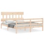 Estructura de cama de matrimonio con cabecero madera maciza de vidaXL, Camas y somieres - Ref: Foro24-3195161, Precio: 135,37...