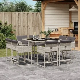 Set comedor de jardín 9 pzas cojines ratán sintético gris claro de , Conjuntos de jardín - Ref: Foro24-3278146, Precio: 553,5...