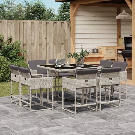 Set comedor de jardín 9 pzas cojines ratán sintético gris claro de , Conjuntos de jardín - Ref: Foro24-3278146, Precio: 424,1...