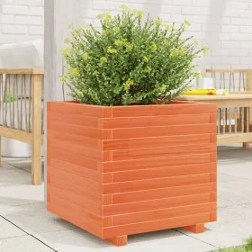 Solid pine wood planter in brown wax 50x50x49.5 cm by , Pots and planters - Ref: Foro24-3282516, Price: 133,17 €, Discount: %