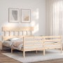 Estructura de cama de matrimonio con cabecero madera maciza de vidaXL, Camas y somieres - Ref: Foro24-3195161, Precio: 135,37...
