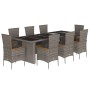 Set comedor jardín 9 pzas y cojines ratán sintético gris de , Conjuntos de jardín - Ref: Foro24-3277553, Precio: 937,54 €, De...
