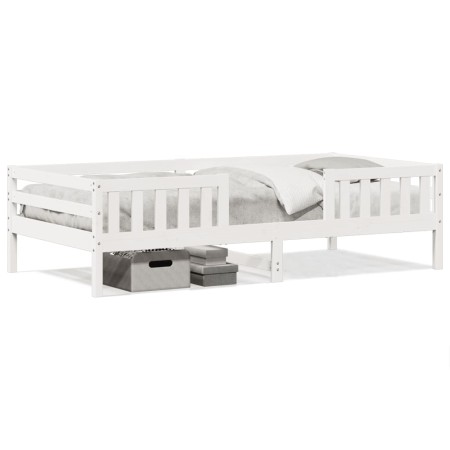 Estructura de cama madera maciza de pino blanco 90x200 cm de , Camas y somieres - Ref: Foro24-846974, Precio: 157,22 €, Descu...